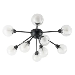 9-Light Layered Glass Bubble Sputnik Semi Flush Chandelier