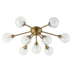 9-Light Layered Glass Bubble Sputnik Semi Flush Chandelier