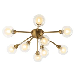 9-Light Layered Glass Bubble Sputnik Semi Flush Chandelier