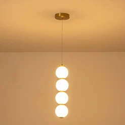 4-Light LED Frosted Glass Strand Globe Pendant Light