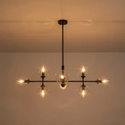 8-Light Linear Sputnik Clear Glass Bubble Chandelier