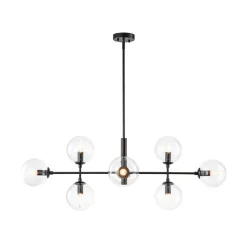 8-Light Linear Sputnik Clear Glass Bubble Chandelier