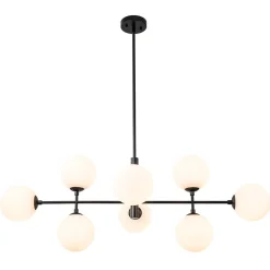 8-Light Linear Sputnik Frosted Glass Globe Chandelier