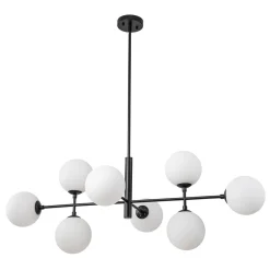 8-Light Linear Sputnik Frosted Glass Globe Chandelier