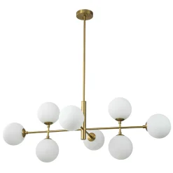 8-Light Linear Sputnik Frosted Glass Globe Chandelier