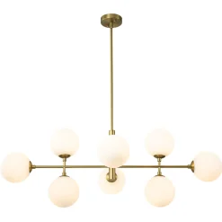 8-Light Linear Sputnik Frosted Glass Globe Chandelier