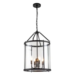 4-Light Manor Glass Wide Cylinder Lantern Pendant Light