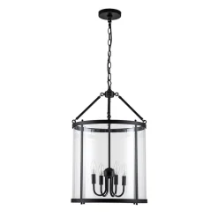 4-Light Manor Glass Wide Cylinder Lantern Pendant Light