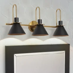 3-Light Metal Conical Shade Bathroom Vanity Wall Sconce