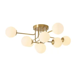 9-Light Opal Glass Bubble Sputnik Semi Flush Chandelier