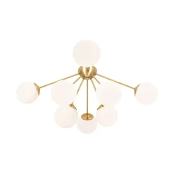 8-Light Opal Glass Bubble Sputnik Semi Flush Chandelier