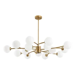 15-Light Opal Glass Globe Bubble Sputnik Branch Chandelier