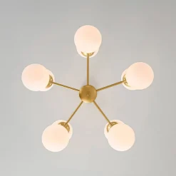 10-Light Opal Glass Globe Bubble Sputnik Branch Chandelier