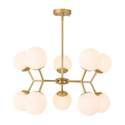 10-Light Opal Glass Globe Bubble Sputnik Branch Chandelier
