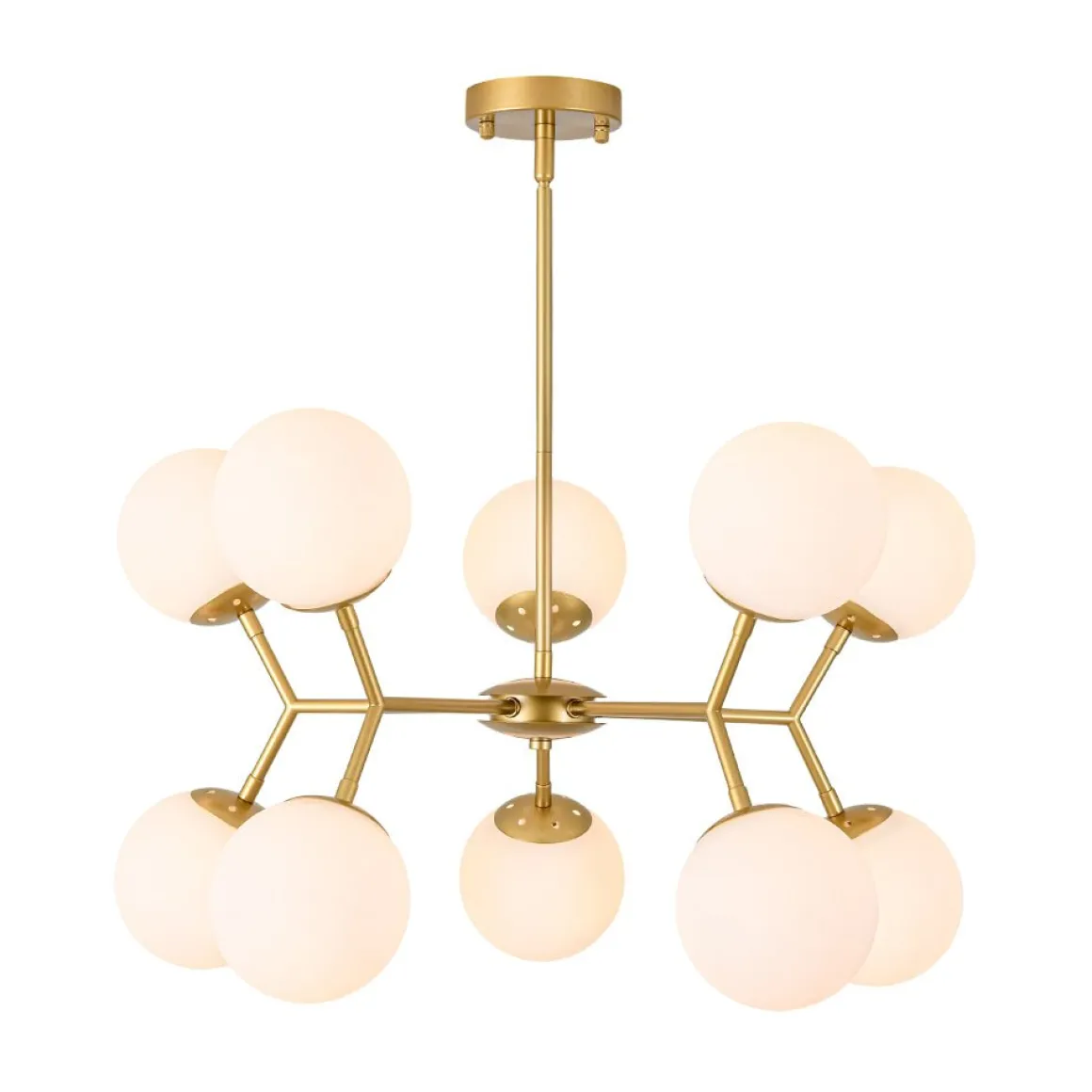 10-Light Opal Glass Globe Bubble Sputnik Branch Chandelier