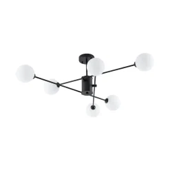 6-Light Opal Glass Globe Linear Sputnik Semi Flush