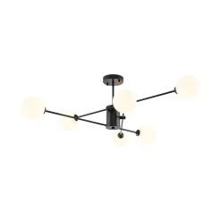 6-Light Opal Glass Globe Linear Sputnik Semi Flush