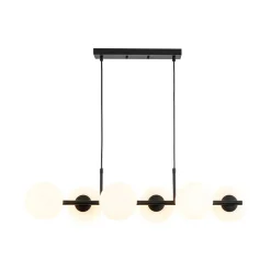 6-Light Opal Glass Globe Linear Island Chandelier