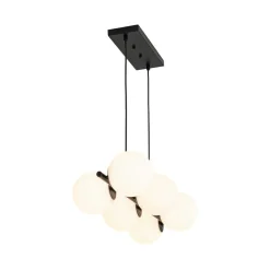 6-Light Opal Glass Globe Linear Island Chandelier