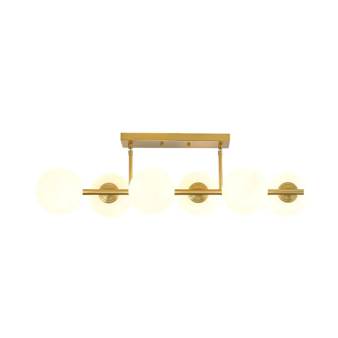 6-Light Opal Glass Globe Linear Island Chandelier