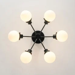 6-Light Opal Glass Globe Sputnik Semi Flush Mount