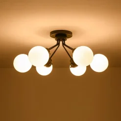 6-Light Opal Glass Globe Sputnik Semi Flush Mount