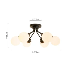 6-Light Opal Glass Globe Sputnik Semi Flush Mount