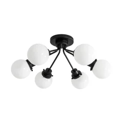 6-Light Opal Glass Globe Sputnik Semi Flush Mount