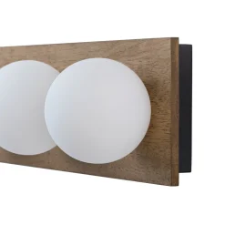 4-Light Opal Glass Linear Wooden Semi Flush Mount / Wall Light