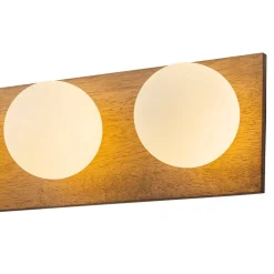 4-Light Opal Glass Linear Wooden Semi Flush Mount / Wall Light