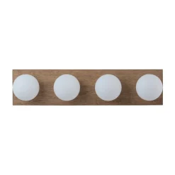 4-Light Opal Glass Linear Wooden Semi Flush Mount / Wall Light