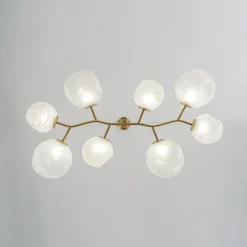 8-Light Opal Swirl Glass Globe Branch Island Chandelier