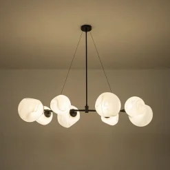 8-Light Opal Swirl Glass Globe Branch Island Chandelier