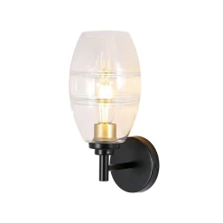 1-Light Oval Clear Embossed Glass Vanity Wall Sconce