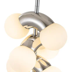10-Light Pearl Tiered Milky Glass Globe Pendant Light