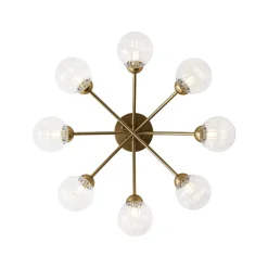 8-Light Ribbed Glass Bubble Sputnik Semi Flush Mount