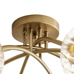 8-Light Ribbed Glass Bubble Sputnik Semi Flush Mount
