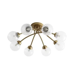 8-Light Ribbed Glass Bubble Sputnik Semi Flush Mount