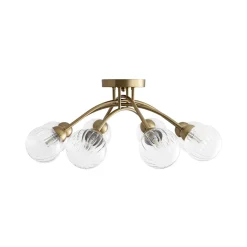 8-Light Ribbed Glass Bubble Sputnik Semi Flush Mount