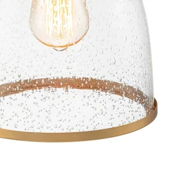 1-Light Seeded Glass Bell Dome Kitchen Pendant Light