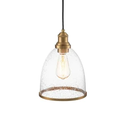 1-Light Seeded Glass Bell Dome Kitchen Pendant Light
