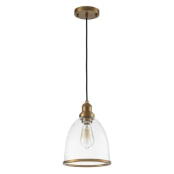 1-Light Seeded Glass Bell Dome Kitchen Pendant Light