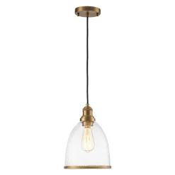 1-Light Seeded Glass Bell Dome Kitchen Pendant Light