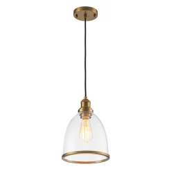 1-Light Seeded Glass Bell Dome Kitchen Pendant Light
