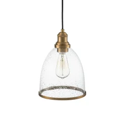 1-Light Seeded Glass Bell Dome Kitchen Pendant Light