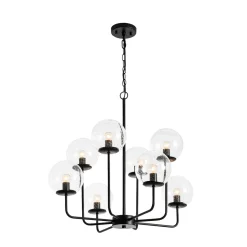 8-Light Seeded Glass Globe Round Sputnik Bubble Chandelier