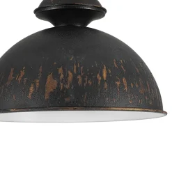 1-Light Shabby Chic Distressed Beige Metal Dome Pendant