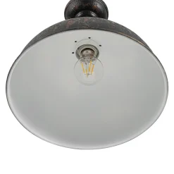 1-Light Shabby Chic Distressed Beige Metal Dome Pendant