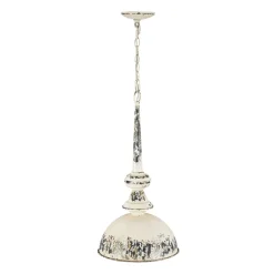 1-Light Shabby Chic Distressed Beige Metal Dome Pendant