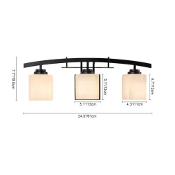 3-Light Shine Opal Glass Bathroom Vanity Wall Lamp